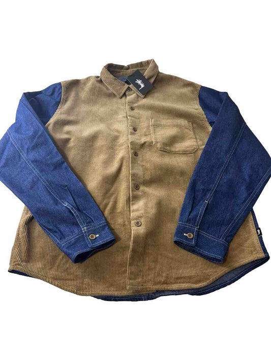 stüssy cord denim mix shirt, available in multiple sizes